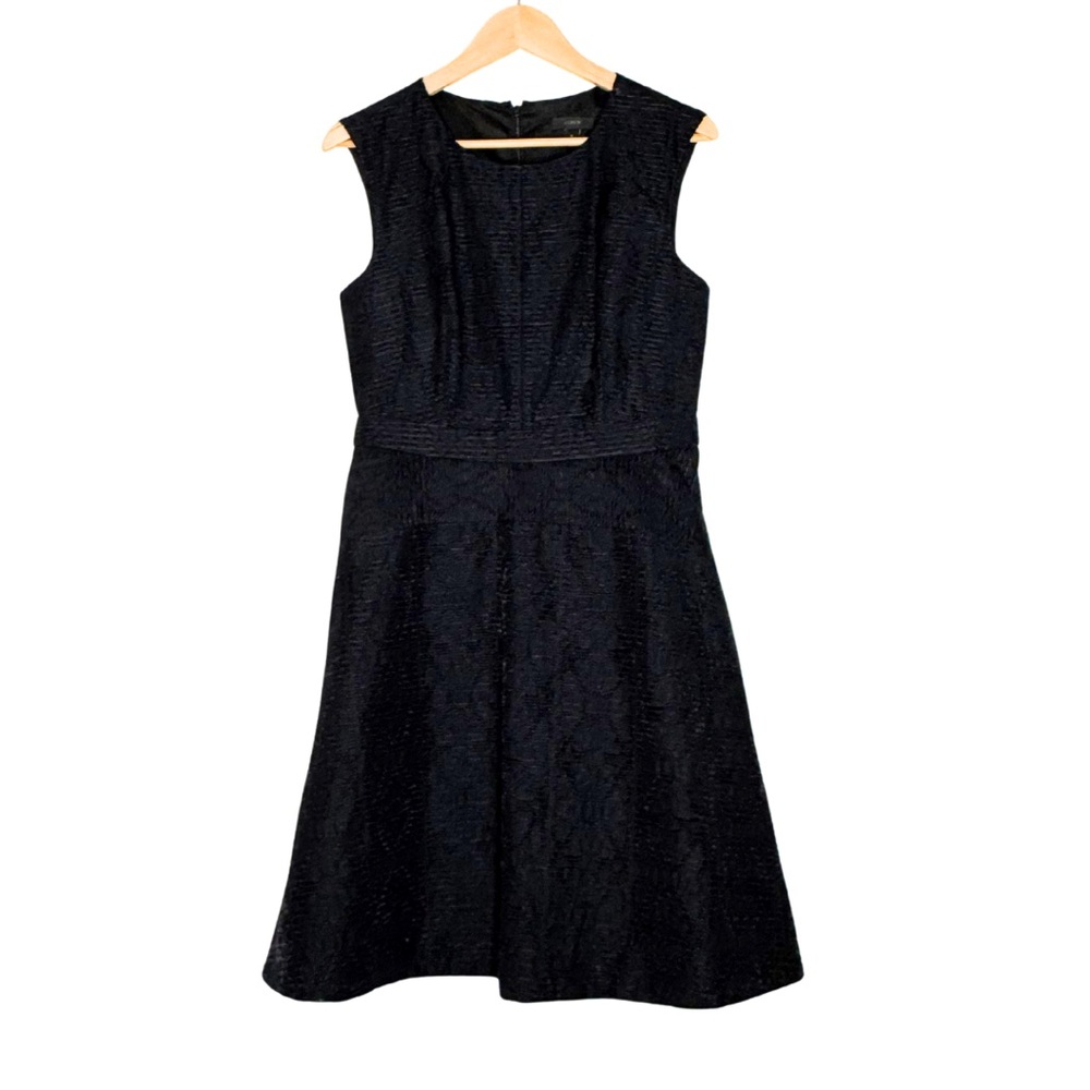 J.Crew Black Textured Jacquard Sleeveless Dress | Size 4 A-Line LBD